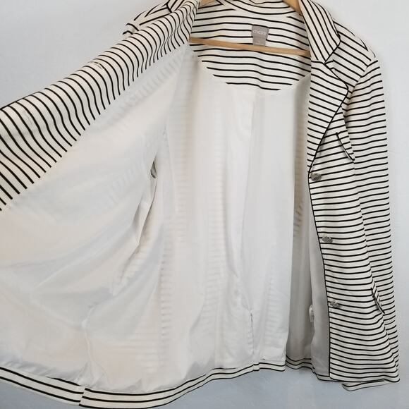 Chico's Women's Striped Knit Nautical Blazer Ivory Black Size XL / 16-18 - Picture 4 of 7